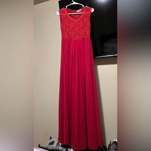 HUHOT Red Maxi Dress/Prom Dress